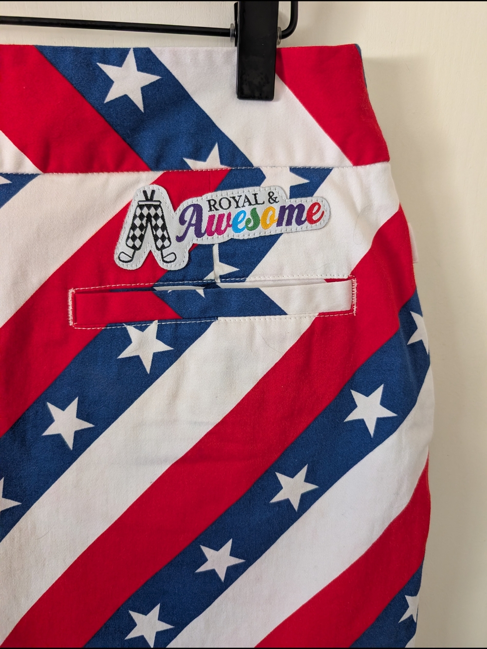 Royal & Awesome Womens 8 Patriotic Mini Golf Skirt Red White Blue Stars Stripes - Picture 5 of 6